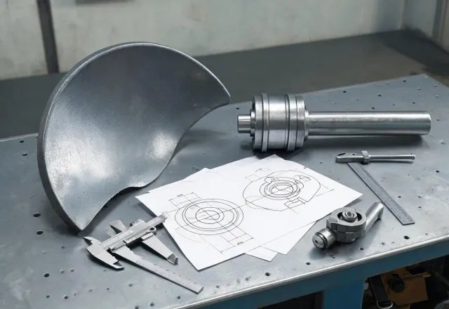 Parts drawings on an agricultural workbench